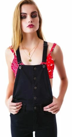 Tripp NYC Ripped Knee Overall Bottoms