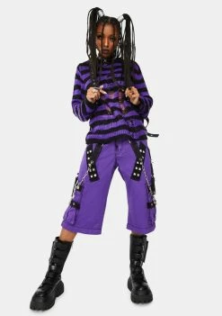 Tripp NYC Purple Rag Striped Sweater Tops
