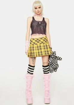 Tripp NYC Pleated Yellow Plaid Skirt Bottoms