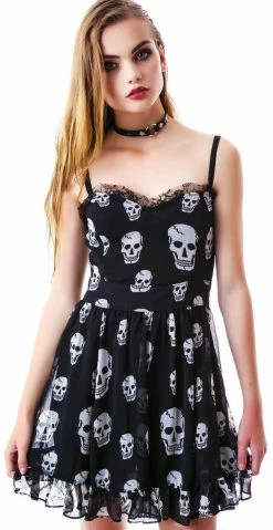 Tripp NYC Dresses Destroy Skull Ruffle Dress