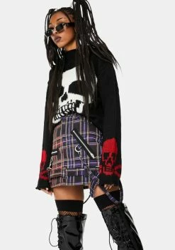 Tripp NYC Bottoms Plaid Split Bondage Skirt
