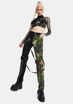 Tripp NYC Camo Split Leg Bondage Pants Bottoms
