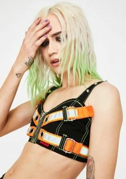 Tripp NYC Reflector Bustier Crop Top Tops