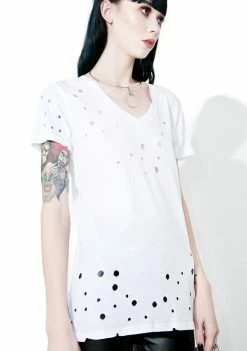 Tripp NYC Tops Holey V-Neck Tee
