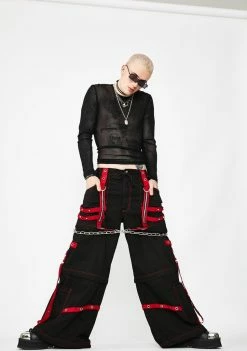 Tripp NYC Black Red Chain And Zipper Pants
