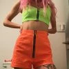 Tripp NYC Neon Orange Zip Up Shorts Bottoms