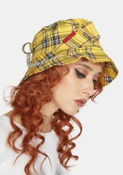 Tripp NYC Yellow Plaid Bondage Bucket Hat